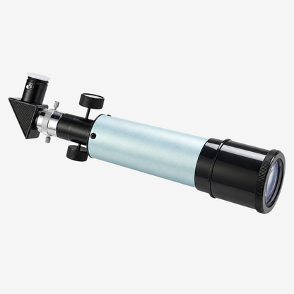Mini télescope réfracteur exotelos 50/360 bleu clair avec diagonale 90 degrés pour l'initiation à l'astronomie enfant