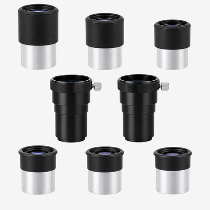 Ensemble d'oculaires et accessoires optiques exotelos pour télescope, finition métal noir et argent